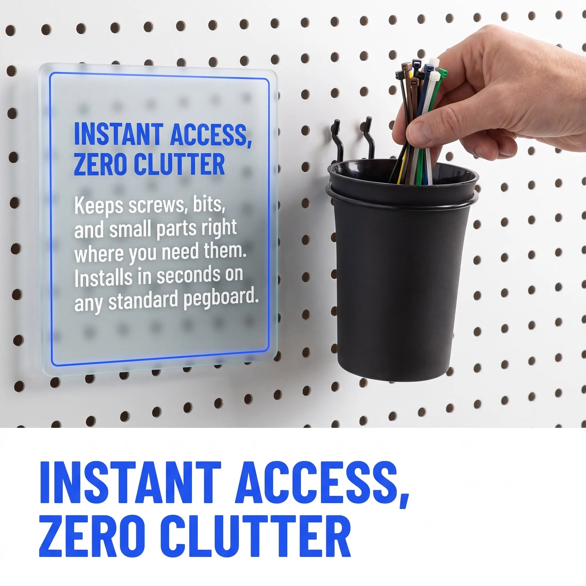 2Pcs Sleek Elegant Pegboard Organizer Cups with Robust Bracket Design for Hanging Storage Accessories Pegboard Wall Mount Tools