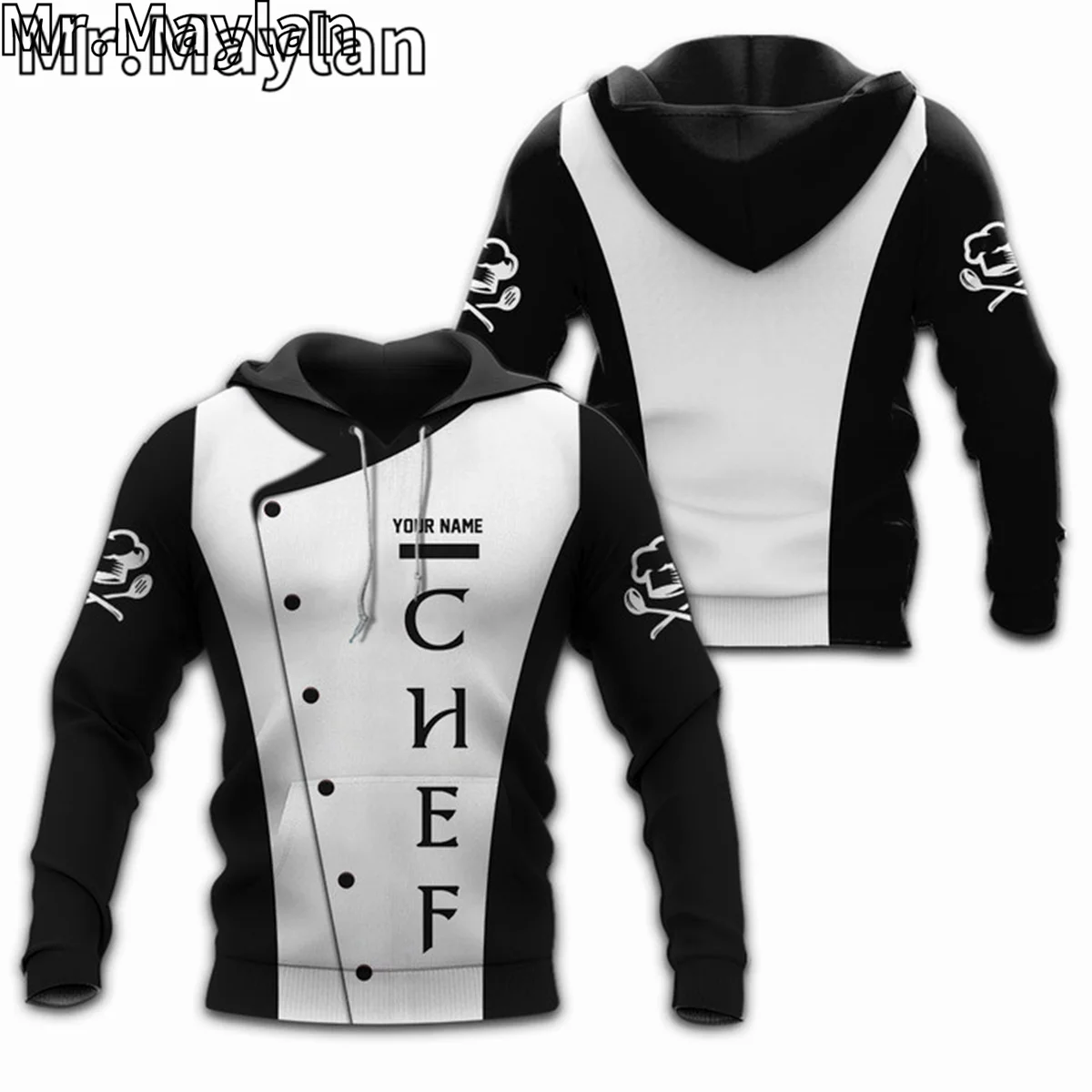 CUSTOM NAME CHEF UNIFORM CHEF KNIVES 3D Unisex Hoodie Men/Women Sweatshirt Streetwear Zip Pullover Casual Jacket Tracksuits R655