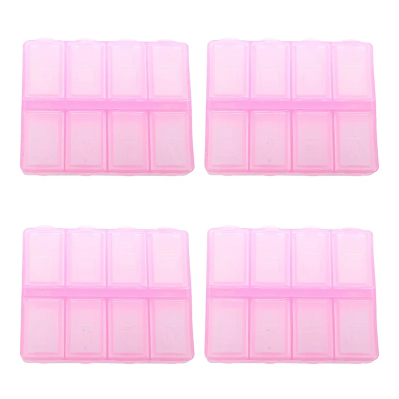 ABWR-4X プラスチック長方形 8 コンパートメント 7 日間薬ピルボックス ピンク