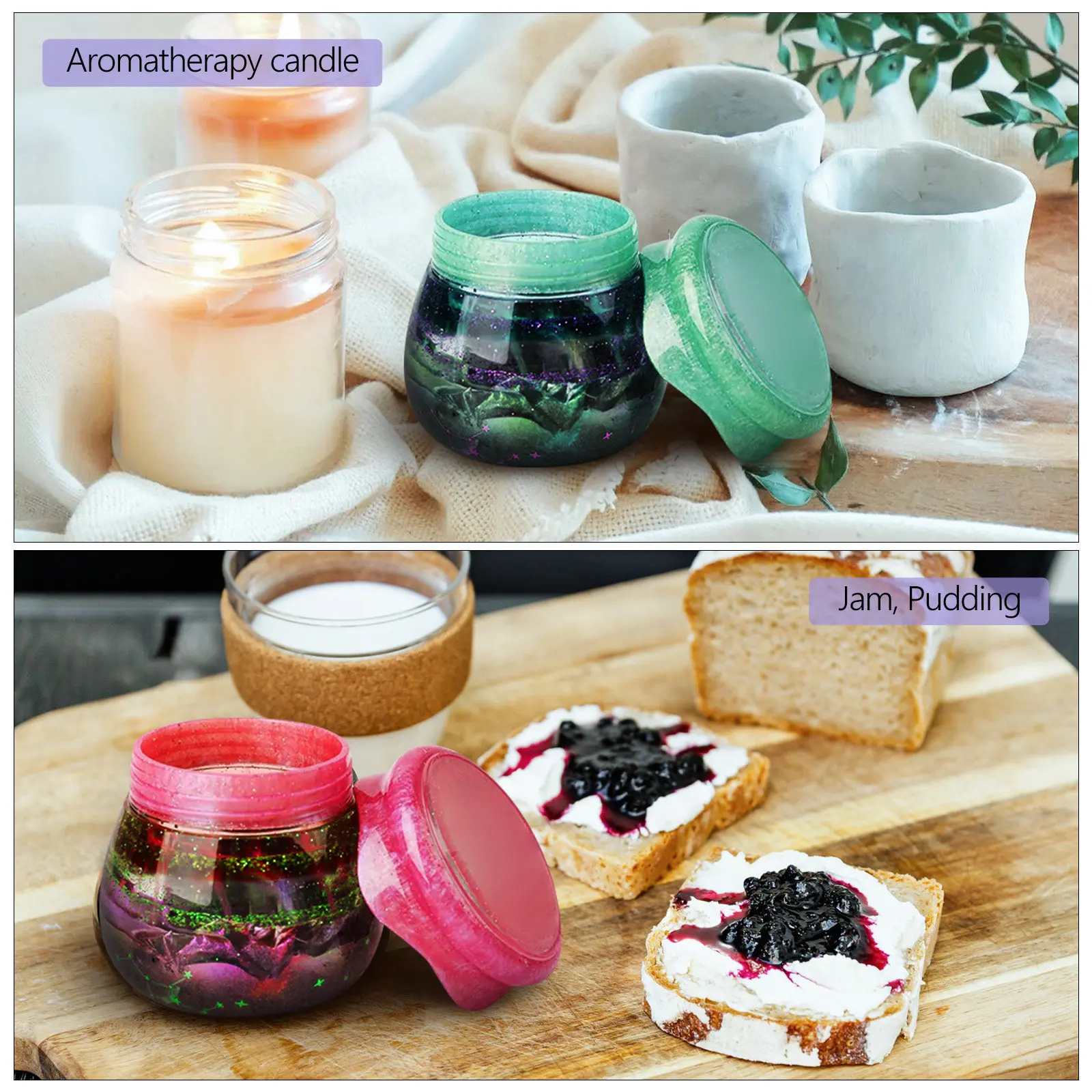 

Набор из 2 силиконовых форм для пудинга в виде баночек, формы для эпоксидной смолы, для поделок своими руками, легко извлекаемые, для хранения, для украшений