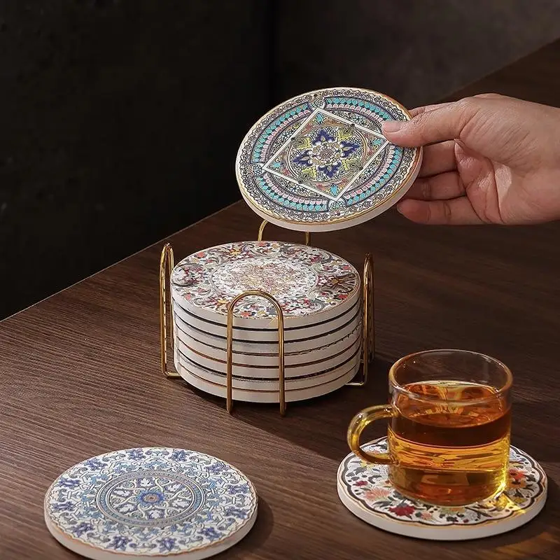 New Ceramic Heat-Insulating Mat Retro Style Anti-Scalding High-Temperature Resistant Placemat