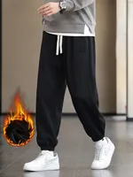 Pop Winter Thick Velvet Warm Sweatpants Men Streetwear Drawstring Cotton Casual Jogger Pants Male Loose Thermal Fleece Trouser
