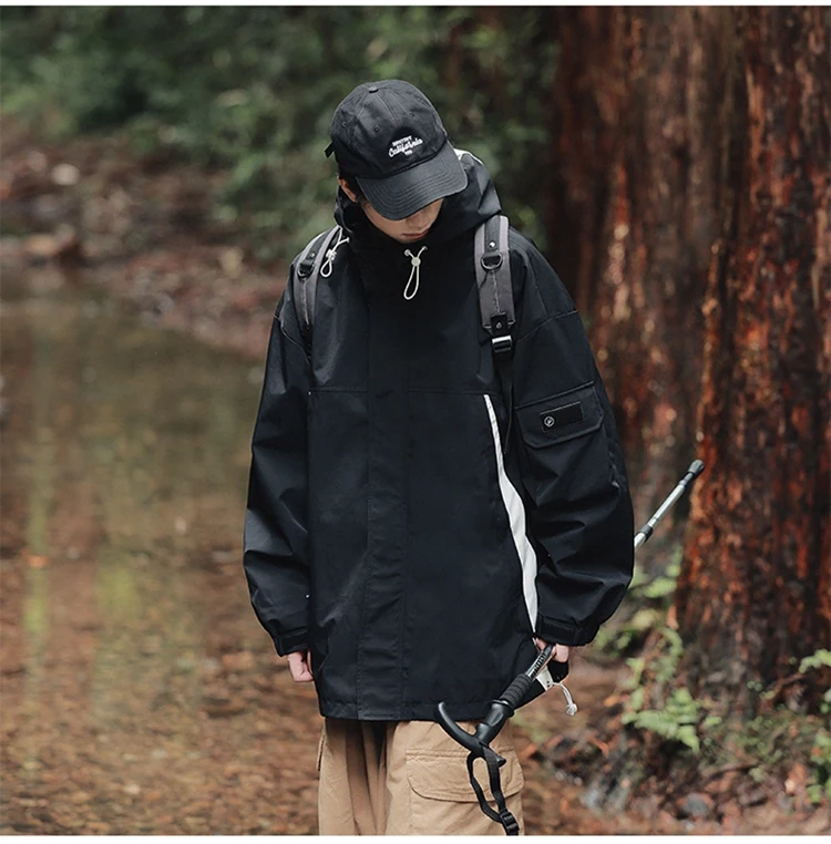 Ropa de Montañismo para hombre, chaqueta con capucha resistente al viento y al desgaste, Color sólido, primavera y otoño, novedad de 2024