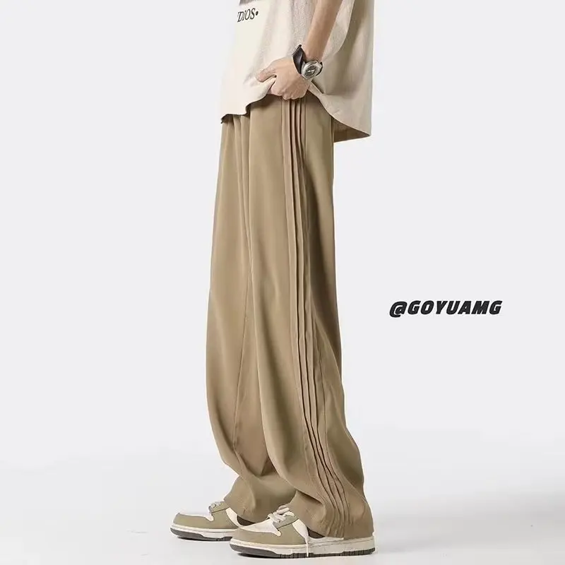 2025 Spring and Summer American Straight Loose Yellow Versatile Trendy Men's Pants Wide Feet Casual