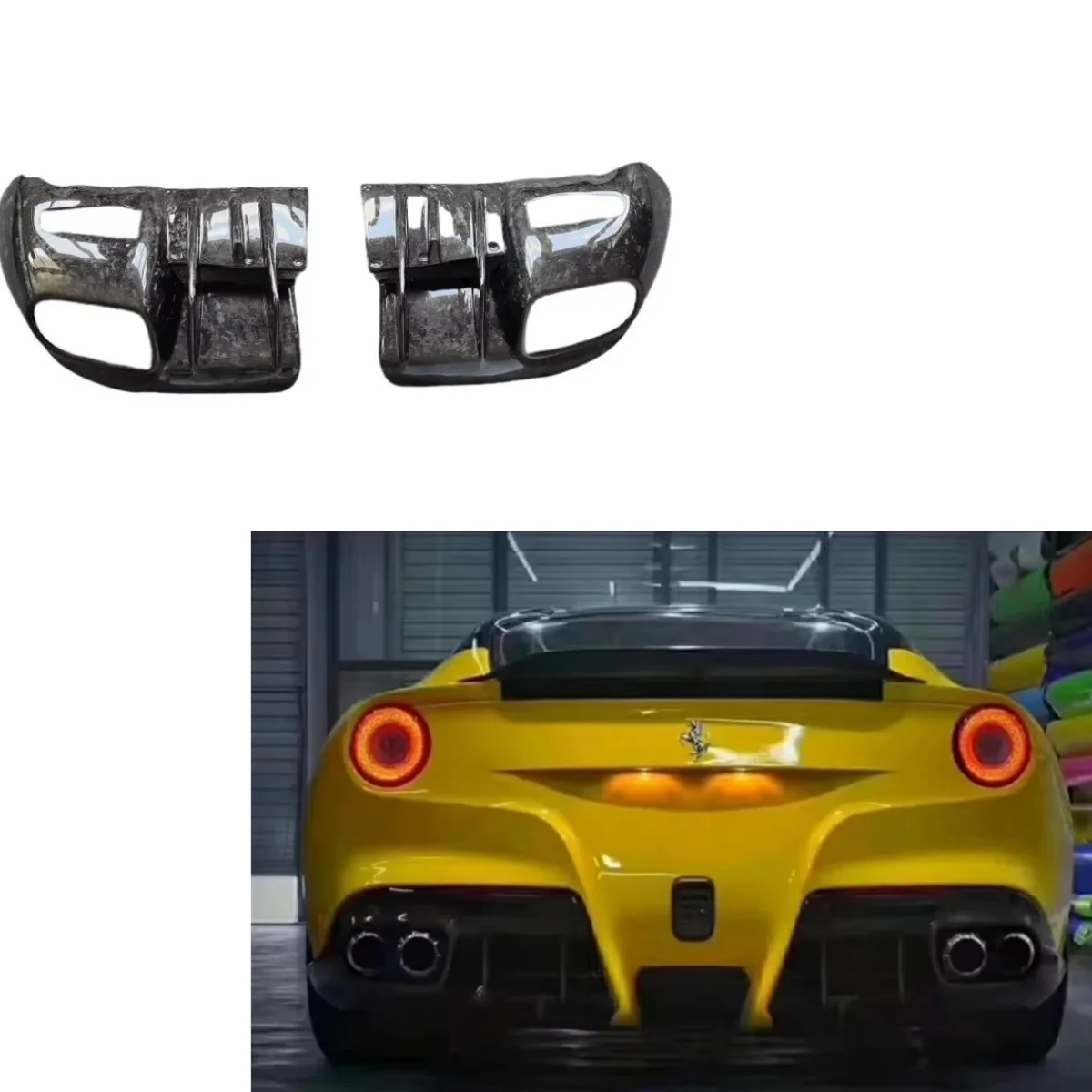 

Air transportation, suitable for Ferrari F12 modified car accessories, DMC style forged carbon fiber rear diffuser, car tools