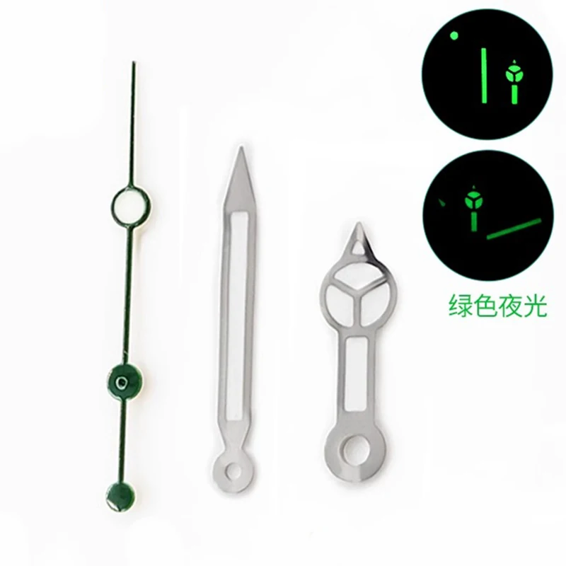 Manecilla de reloj plateada para Casio MDV-106, puntero luminoso verde para el juego de manecillas de reloj de movimiento
