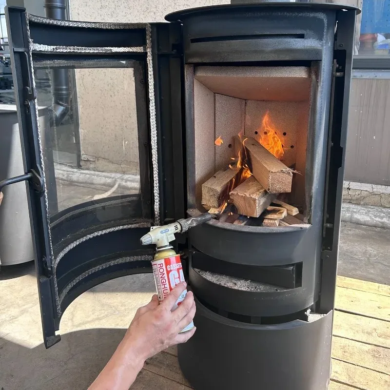 7KW Black Steel Wood Burning Stove round Design Smokefree Eco-friendly Indoor High Efficiency Wood Heater Cast Iron Wood Stove
