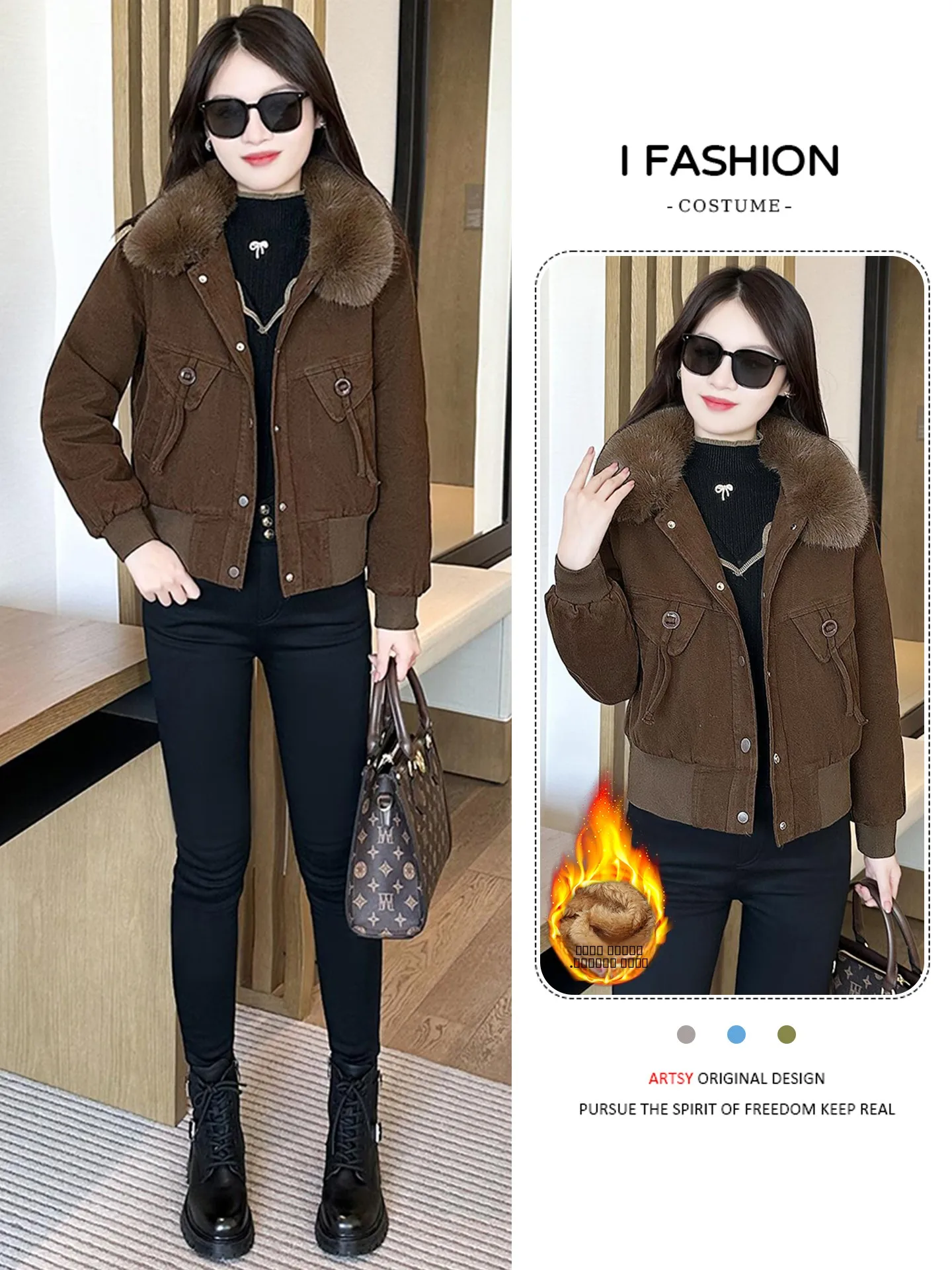 

Faionable Thiened Winter Jaet Women's down Cotton Coat Sli Fluffy Outerwear Korean Sle Loose Fit Long Sve