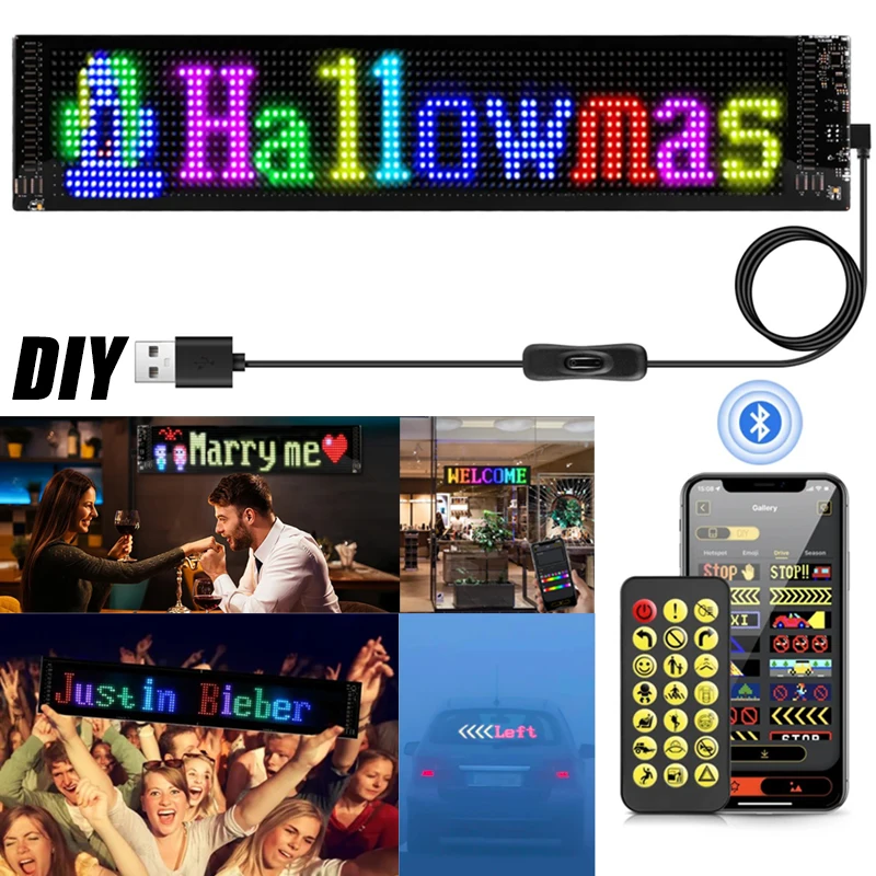 LED Pixel Screen App Bluetooth Control DIY Programmable Flexible Display Screen USB Plug-in for Car Stores Hotels Bars Party