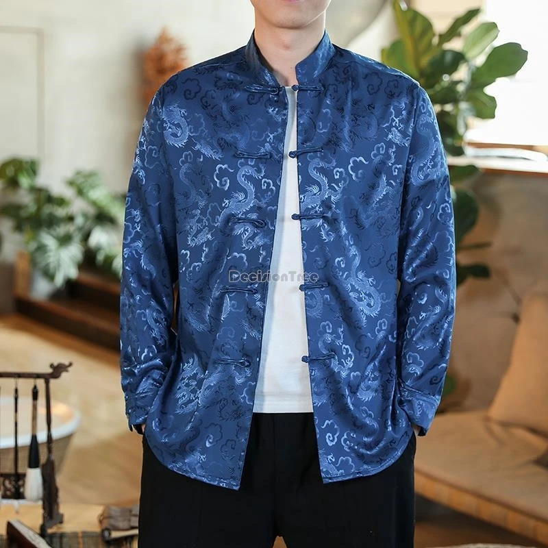 قميص شيونغسام بأزرار على الطراز الوطني الصيني المحسن لعام 2025 بلوزة بدلة تانغ فضفاضة بأكمام طويلة وياقة واقفة