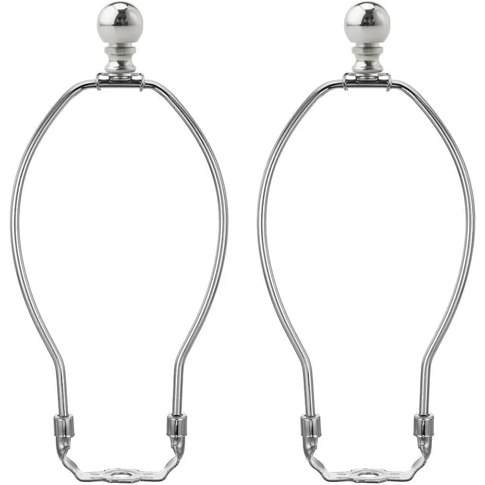 

8 inch lamp harp, silver 2 set lamp harps and finial, metal lamp shade harp holder, diy detachable lampshade bracket adapter har