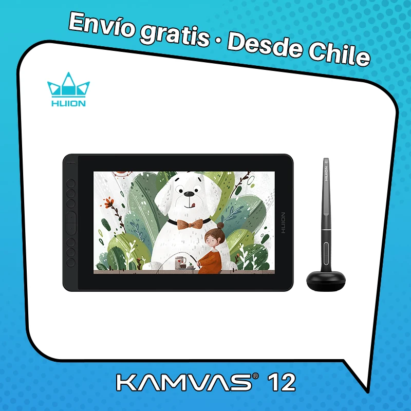 [Chile Fast Delivery]Huion Kamvas 12 Graphics Tablet 11.6 Inch Anti-glare Screen Drawing Display Battery-Free Digital Pen