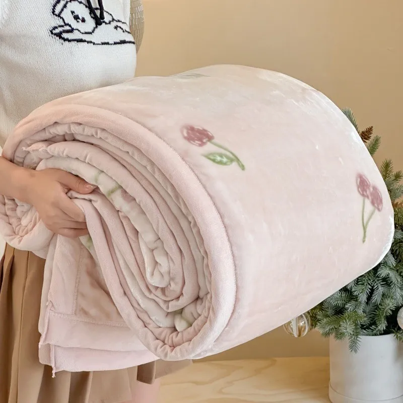 Home Class A Double-Layer Thickened Raschel Blanket Cover Ultra-Soft Cloud Blanket Office Nap Blanket Milk Velvet Sofa Blanket