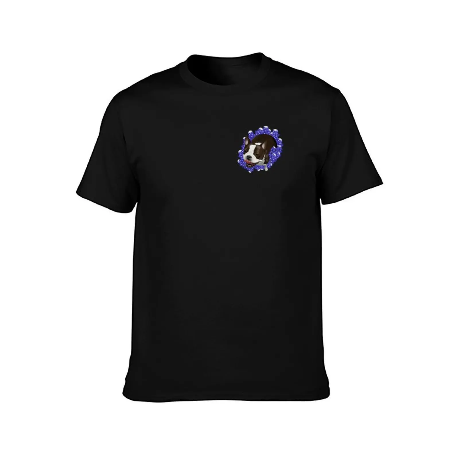 Boston Terrier in Blue Bonnets T-Shirt cotton t shirts high quality T-Shirt
