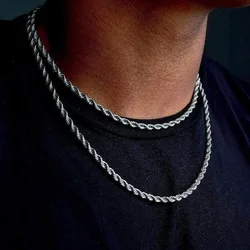 Vnox 2-5mm Rope Chain Necklaces for Men Women Twisted Sigapore Links Choker Basic Casual Punk Rock Stainless Steel Male Collar