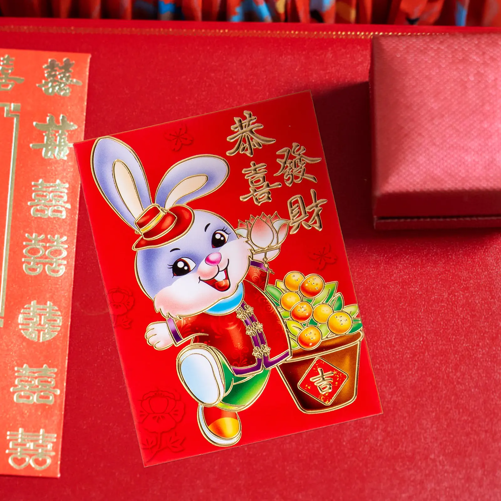 

120Pcs Rabbit Year Red Envelopes Paper Red Packets Festival Gift Spring New Year Money Pockets Creative Lucky Money Bags 2023