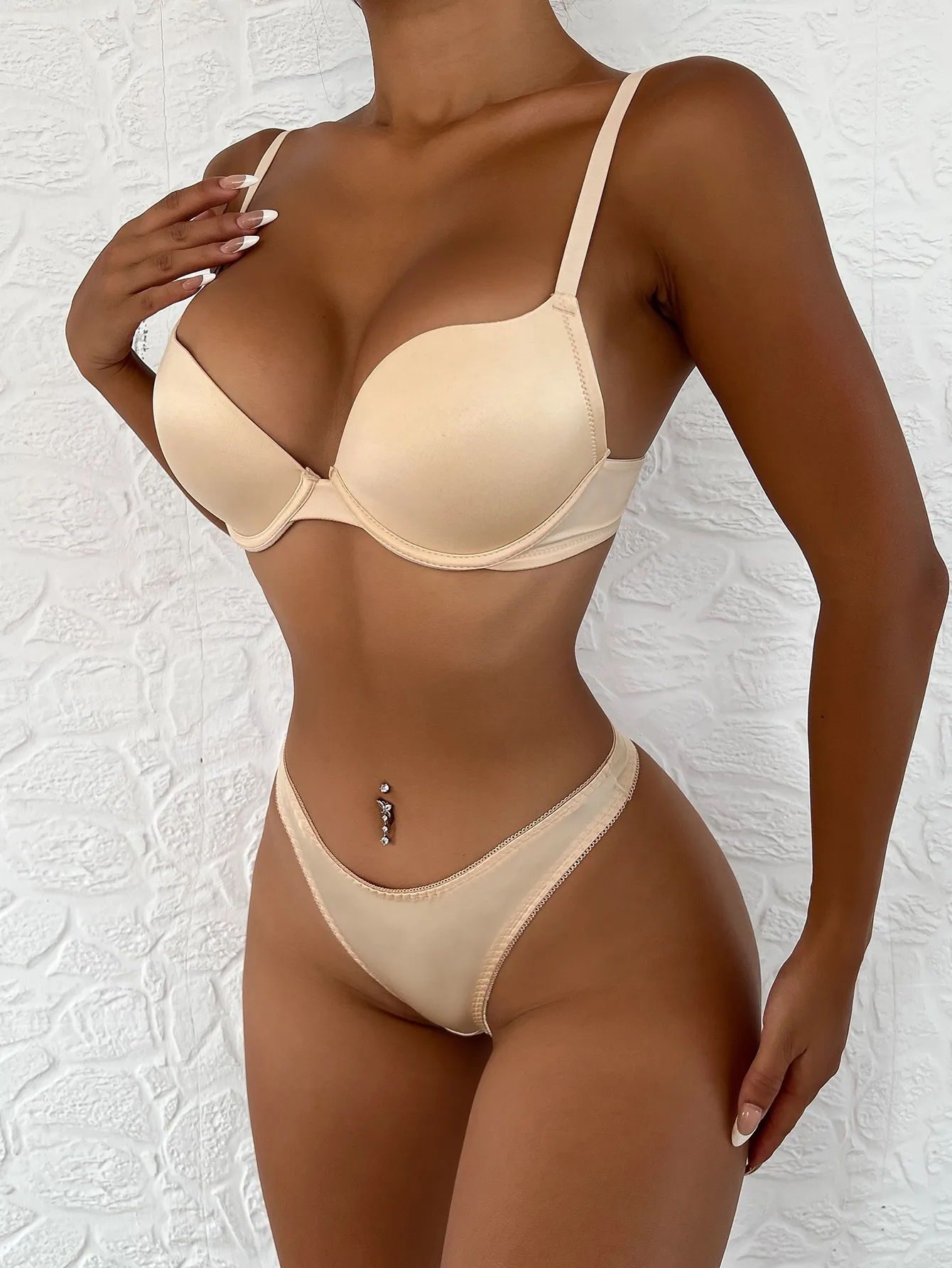 Fashion Solid Sexy Back Closure Two-Piece Push Up Lingerie Set Clothes Of Women U202