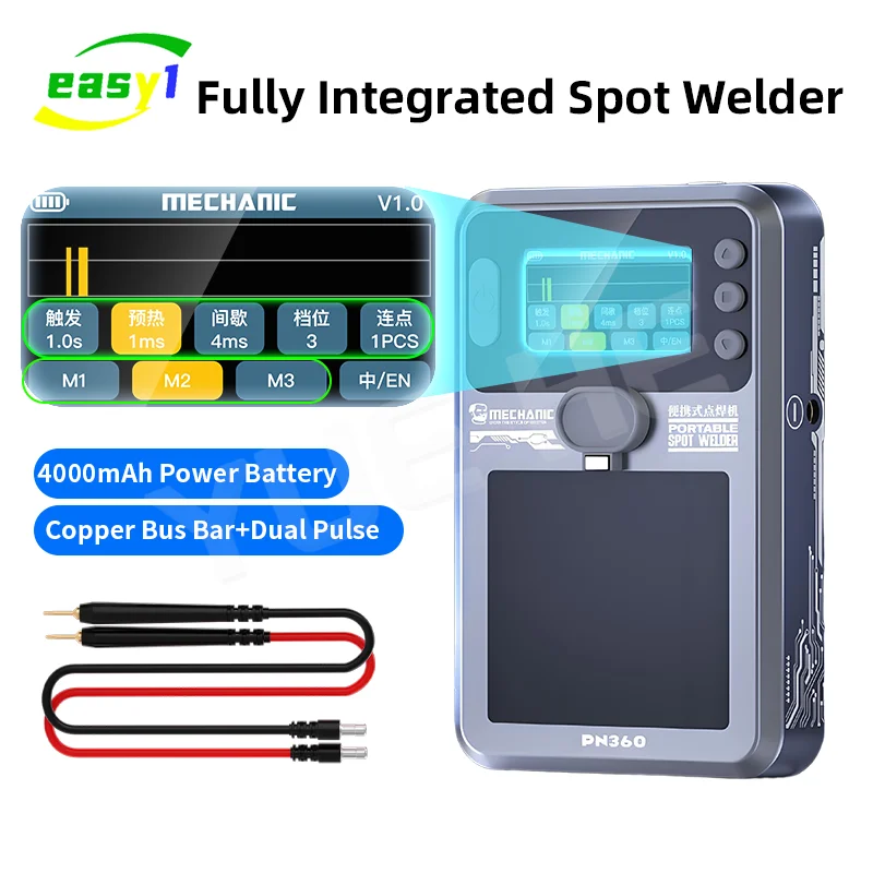 Mechanic PN360 Portable Spot Welding Machine with 4000mAh Battery HD LCD Display for Mobile Phone Battery Line Welding