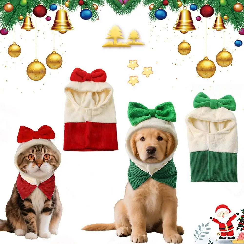 

Neck Gadget Plush Dog Christmas Hat Warm Cute Pet Headgear Decorative Bow Pet Cosplay Clothes Cosplay