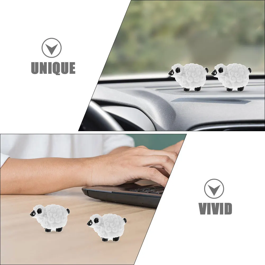 

12Pcs Cartoon Resin Sheep Ornaments Miniature Animal Sculptures for Garden Lawn Living Room Office Decor Resin Sheep Figurines