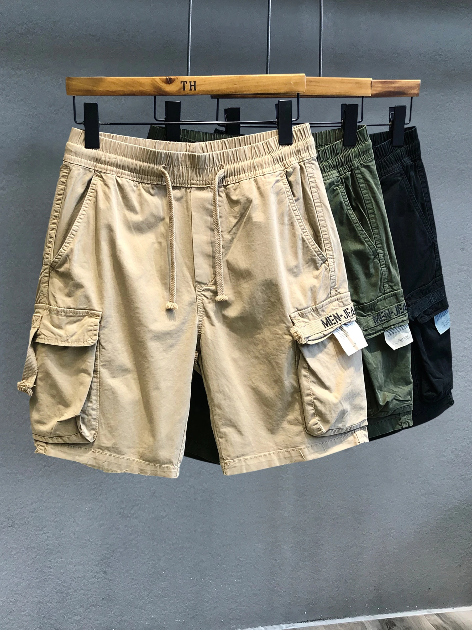 

Loose Men's Workwear orts Summer Casual Wide Leg Five-Quarter Pants Retro Japanese Sle Outdoor Wear Youth Vitali Sle