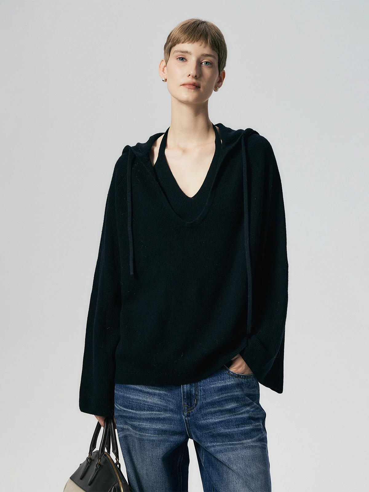 

Вязаная шапка Thoransaura из 00% шерсти, жилет, повседневная свободная посадка, длина, V-Ne, женская мода, осенний сезон