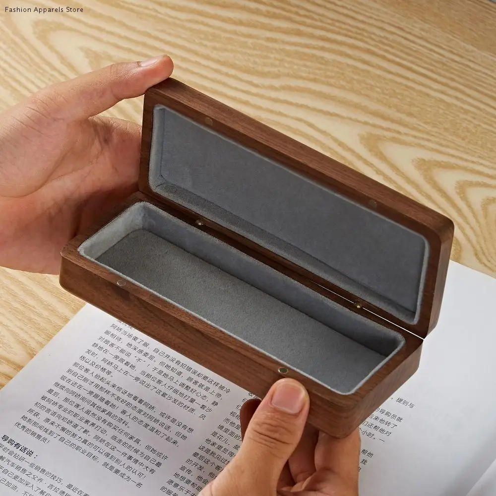 

Retro Wood Glasses Case Magnetic Buckle Flocking Inside Eyeglasses Protective Case Anti-Pressure Sturdy Walnut Wood Storage Box