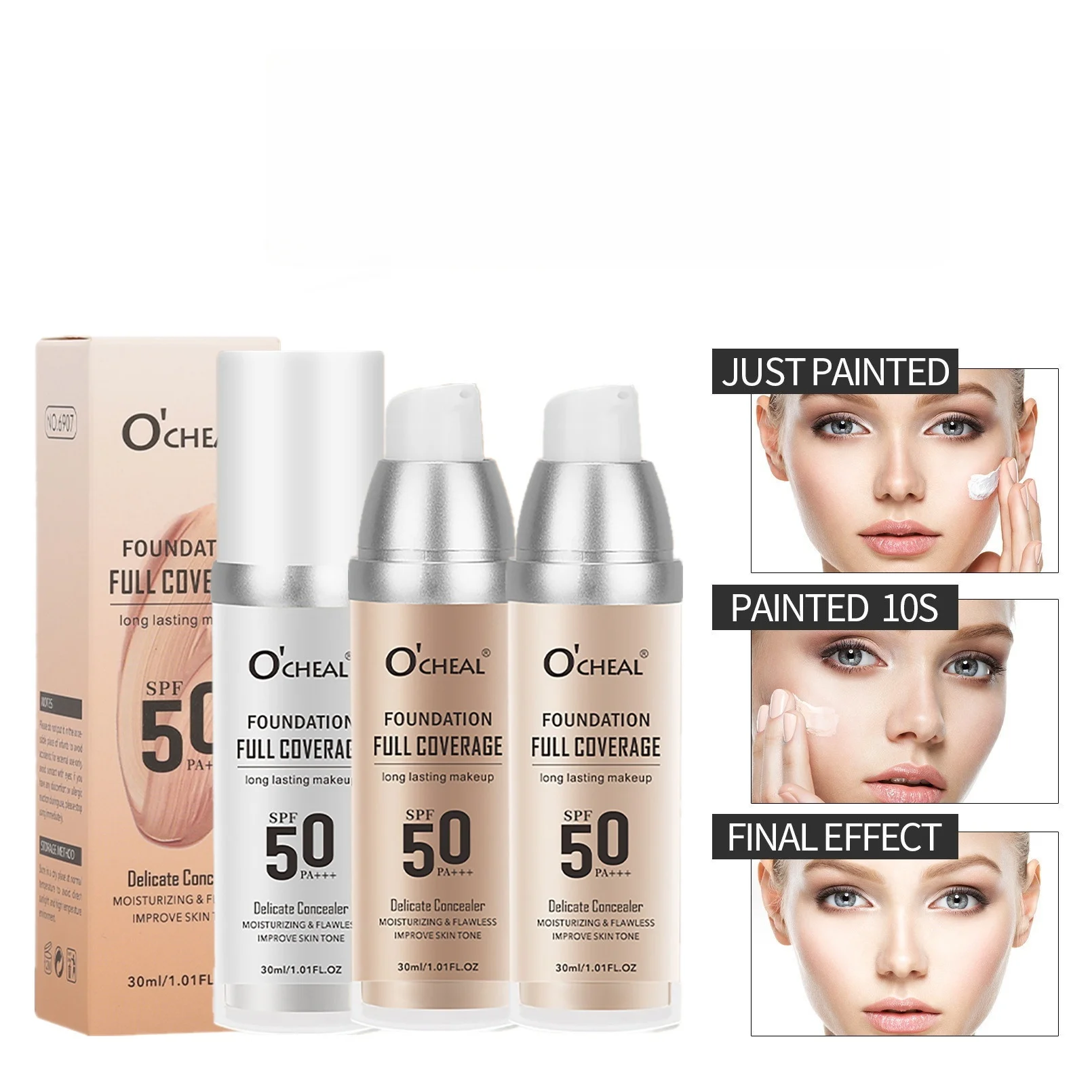 Base líquida que cambia de temperatura, corrector hidratante de larga duración, alta cobertura, ilumina el tono de la piel, cosméticos de maquillaje