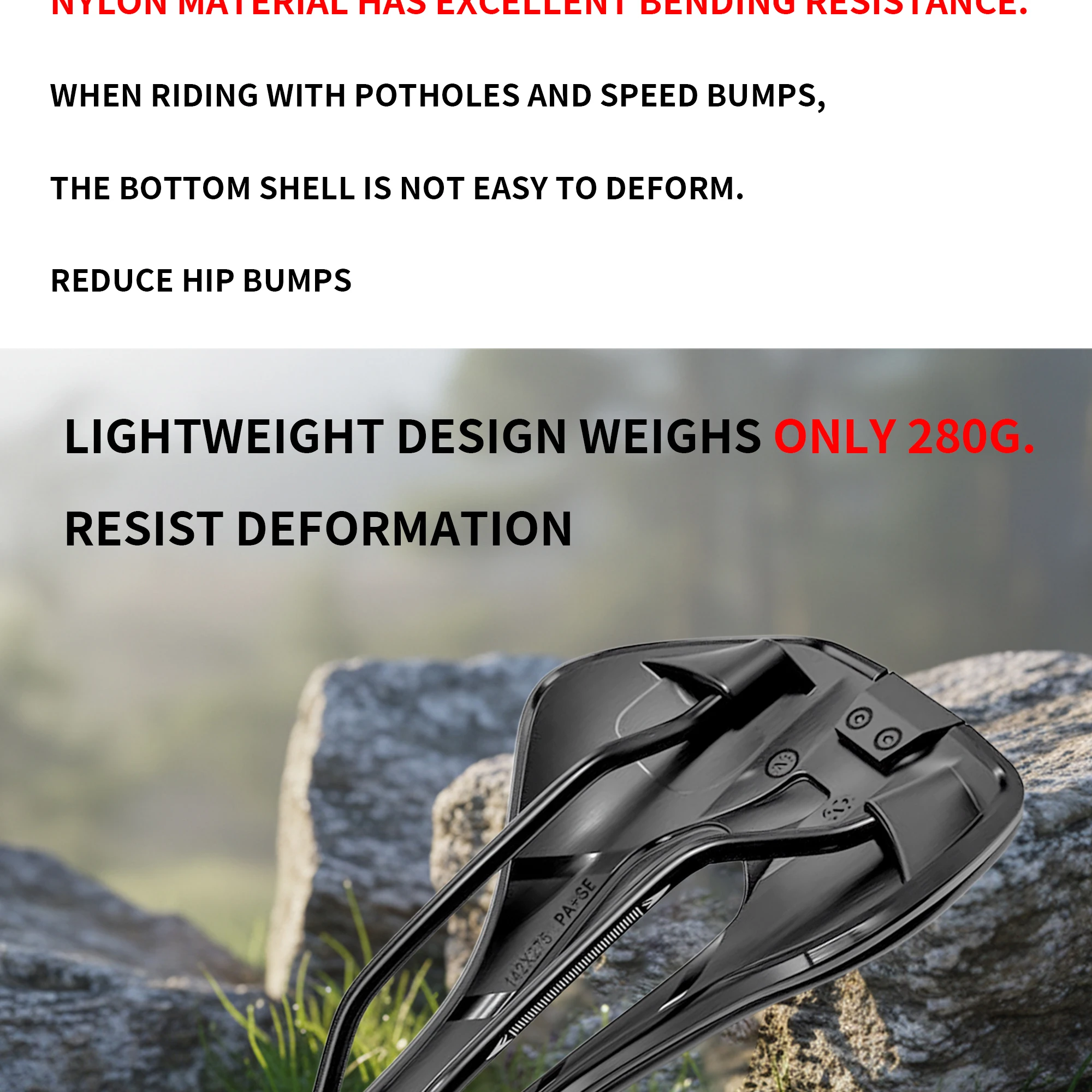 Plselis Leichter Rennrad-Sattel mit Hohlraum-Design, Atmungsaktiv, 280g, Rennrad-Zubehör – Detail 9
