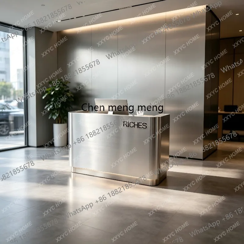 Light luxury stainless steel front desk company reception desk hairdresser clothing store checkout page