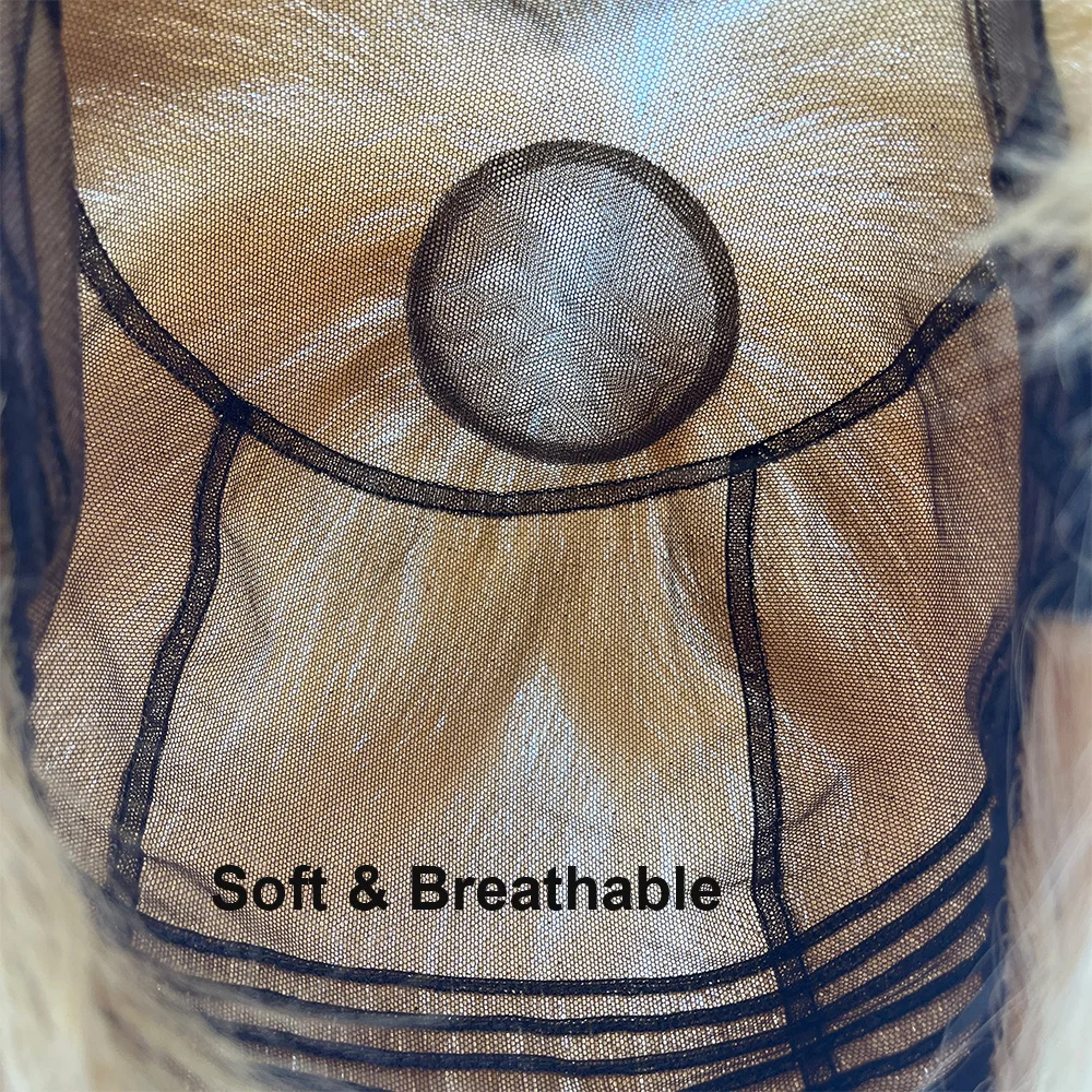 شعر مستعار بشري قصير بقص عابث # 27 تاج قاعدة من الحرير الأشقر العسلي، مموج طبيعي، دانتيل سويسري رفيع، أمامي مسامي لأسلوب النساء