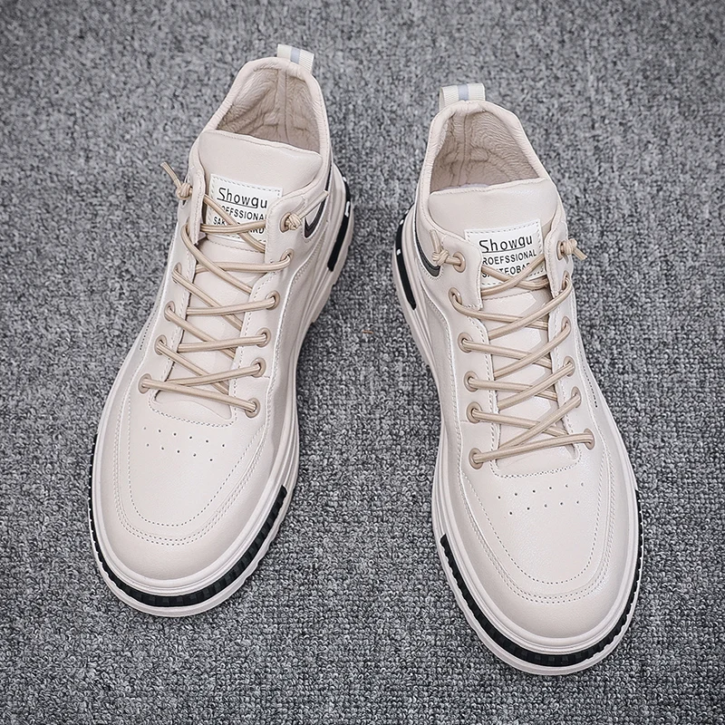 Trendy Men Black Sports Comfortable Low Top Casual Flat Bottom Wear-resistant Outdoor Hiking Lace Up Work Shoes Platform Boots
