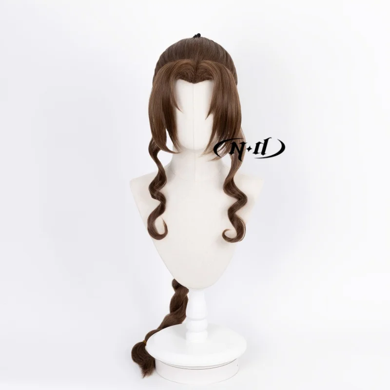 ND Brand Aerith Gainsborough Final Fantasy Cosplay Wigs Hair Hairpiece for Comic-con Cosplayer Halloween Costume Party Theme