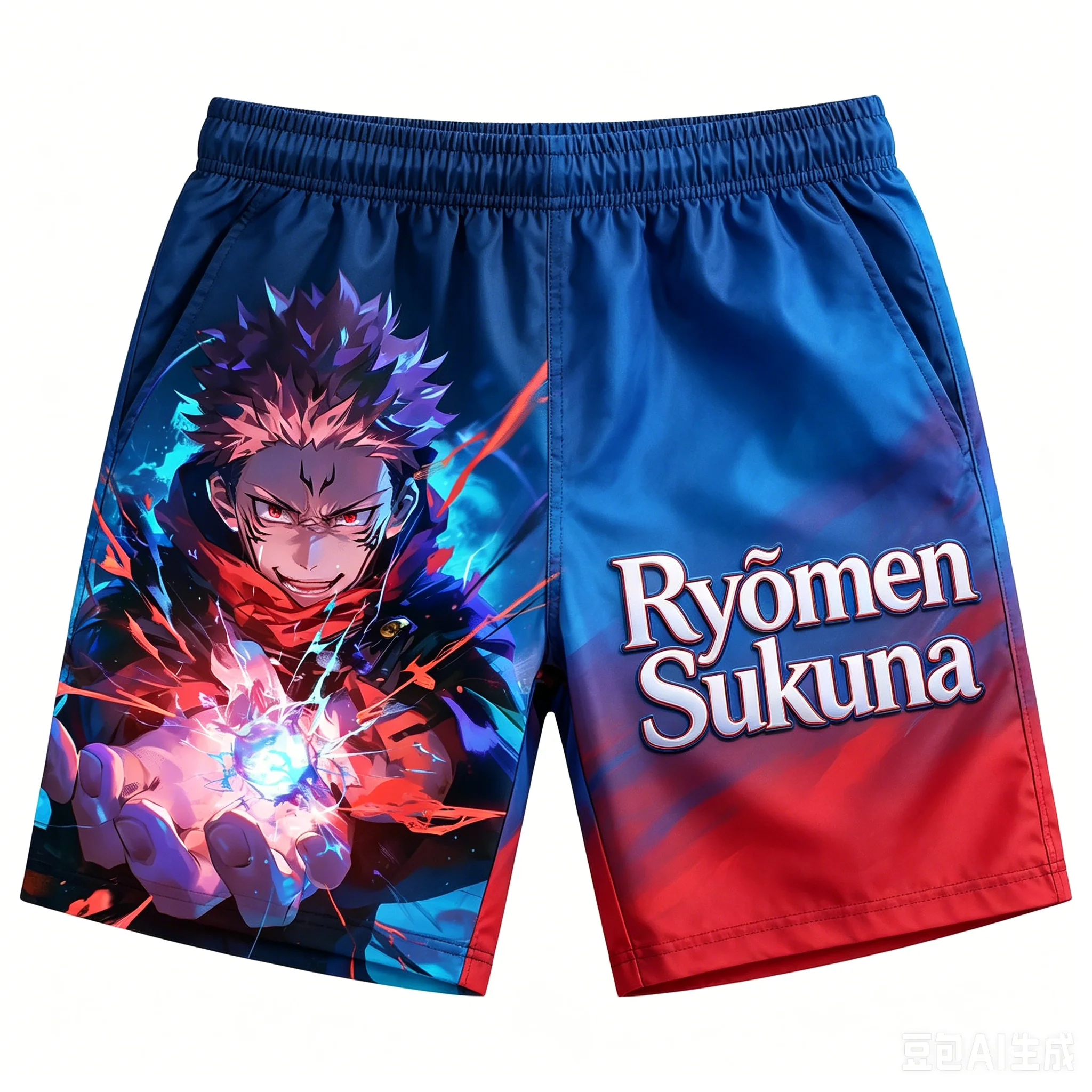 2026 Summer Jujutsu Kaisen Ryomen Sukuna Quick Dry Gym Shorts, Men's Unisex Anime Print Running Sports Board Casual Shorts