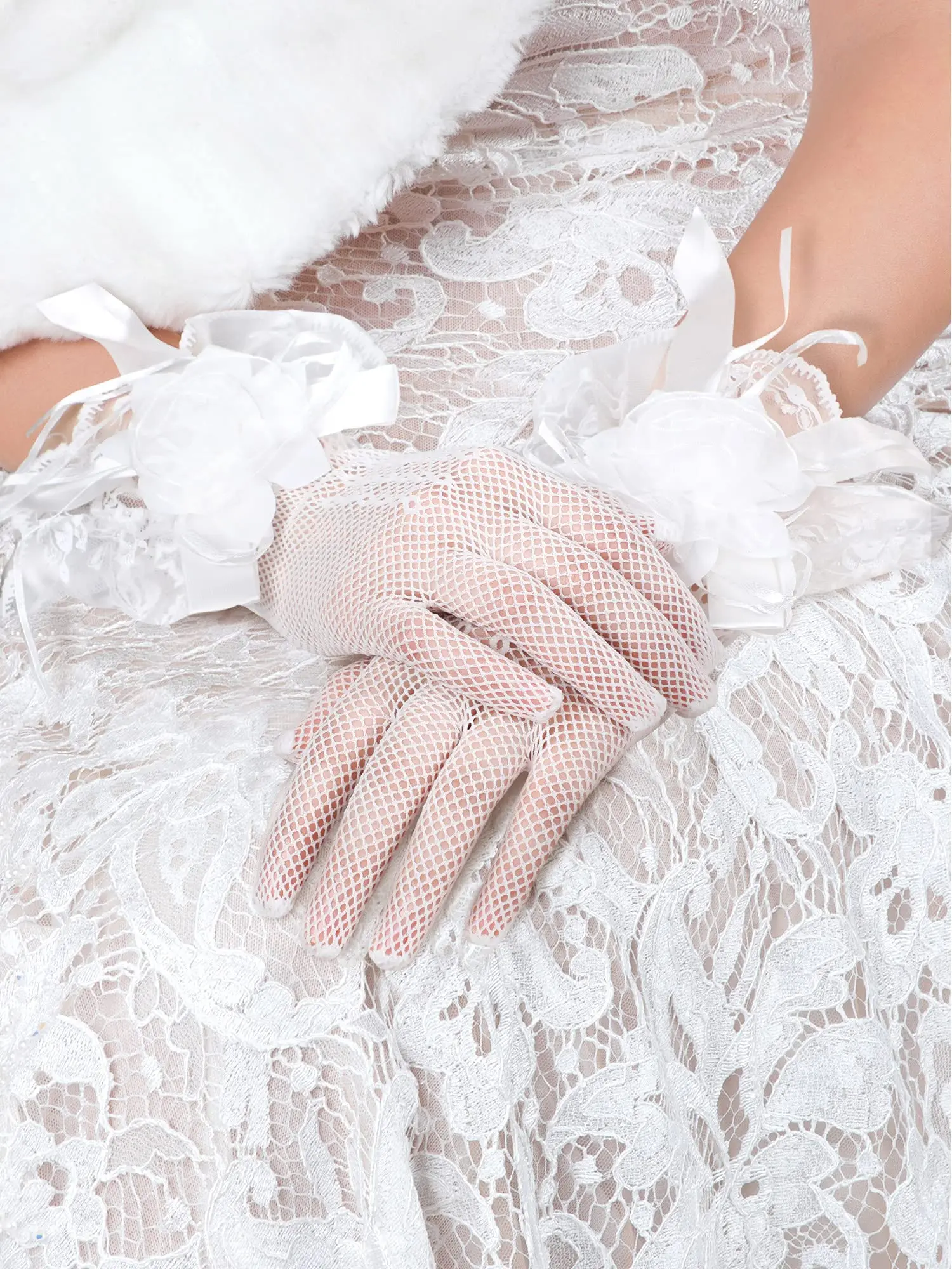 Guantes cortos para fiesta de té, guantes de tul para boda, novia, Vintage, para graduación, para mujer