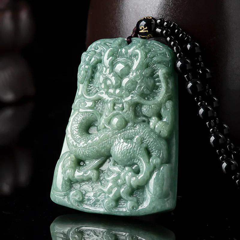 New Fashionable natural A-grade jade bean seed domineering dragon brand jade zodiac dragon pendant men's and women's jewelry