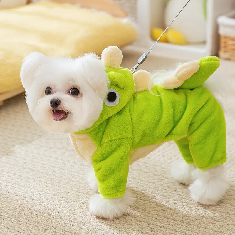 

Pet Warm Hoodies Clothes Cute Dinosaur Cosplay Costume Winter Cat & Dog Thick Warm Coat Maltese