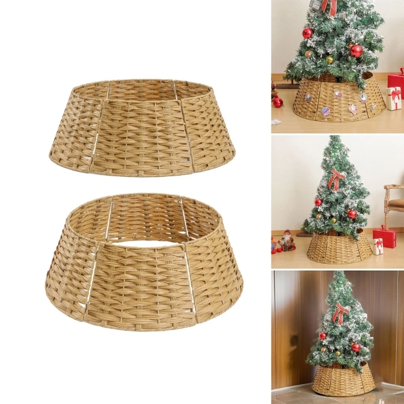 Festival Wicker Tree Skirt Base Wrap for Seasonal Tree Decoration 87HA