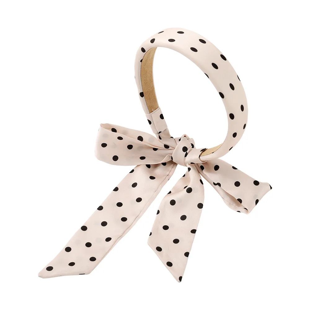 Elegant Polka Dot โบว์ริบบิ้นสําหรับผู้หญิง 2025 ใหม่ล้างหน้าผมกดสูง Crown Bun ผู้ถือซาตินอุปกรณ์เสริมผม