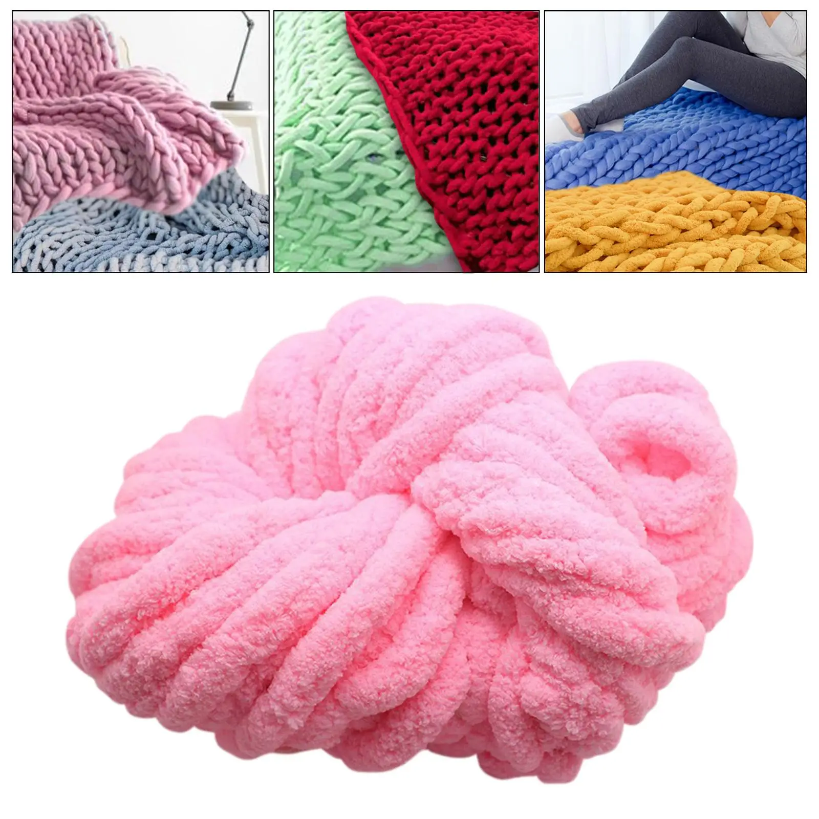 Chunky Chenille Yarn Jumbo Washable Soft Plush Yarn Giant Gauge 7 Bulky Yarn for Hand Knitting Blanket Scarf DIY Crafts Crochet