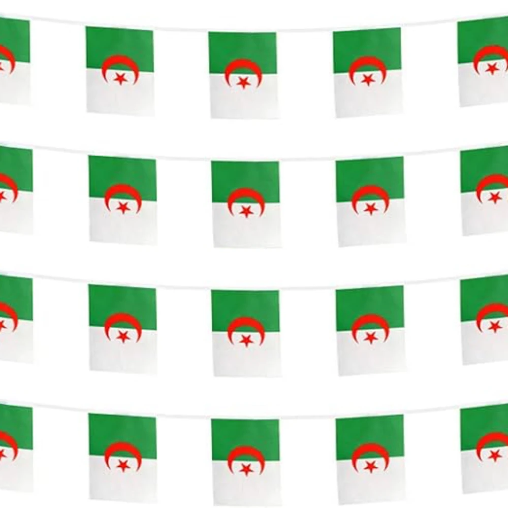 Algeria flag bunting flags 14x21cm 20pcs/lot Algeria flag National Flag String flags Pennant Banner for Festival Party decorat