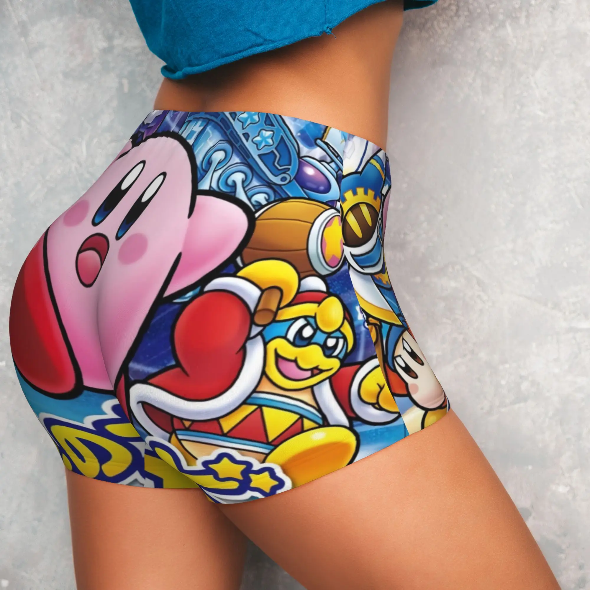 Japanese Game Cute Pink Star Kirbys Cartoon  Running Volleyball Gym Shorts Women's  Athletic Workout Yoga Shorts