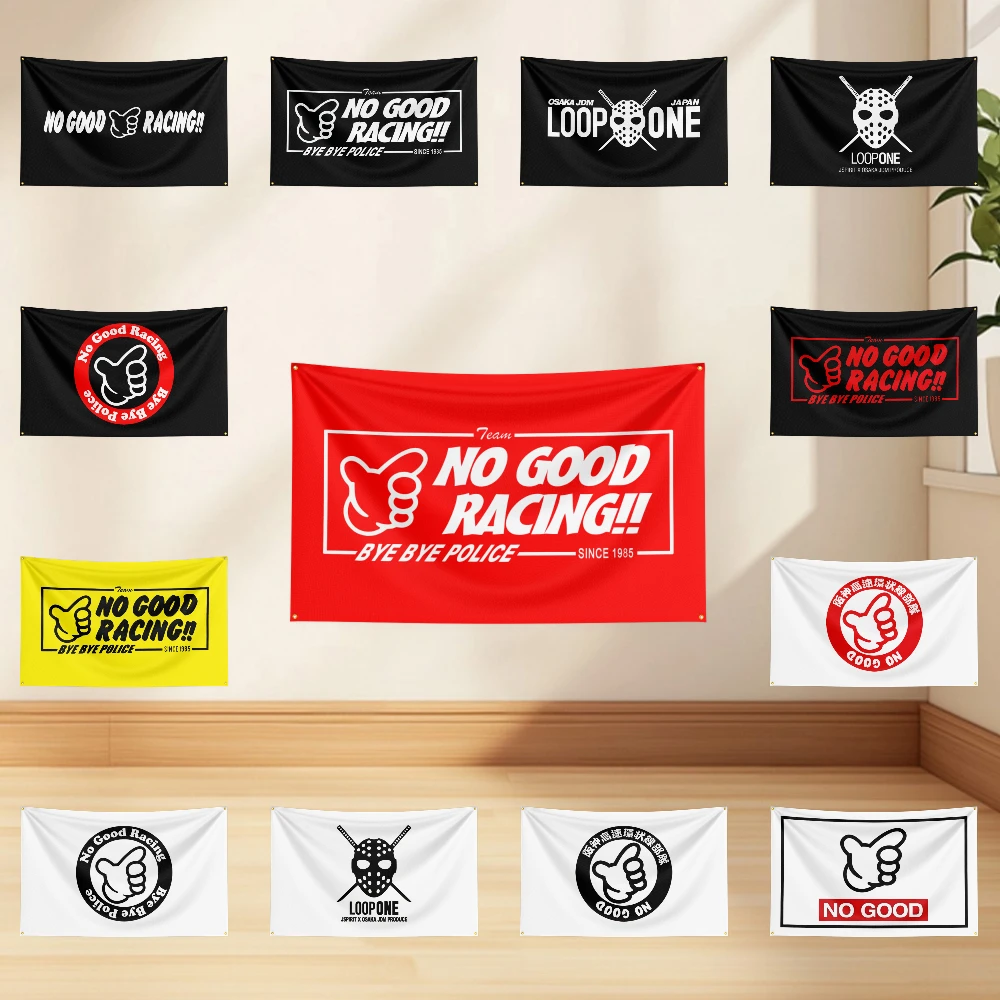 

3x5ft N-NO GOOD RACING LOOPONE Flag Professional Car Motorcycle Flag Polyester Digital Printing Cars Flagge Banner For Decoratio