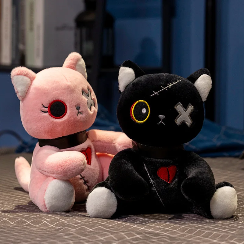 25cm Mood Cat Plush Toy Tuffed Dark Series Gothic Lolita Stuffed Animal Plush Cat Plushie Birthday Gift Toys for Kids Room Decor
