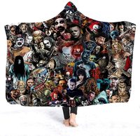 Hooded Blanket Horror Mysterious Character Hooded Blanket for Adult Gothic Sherpa Fleece Wearable Throw Blanket Microfiber