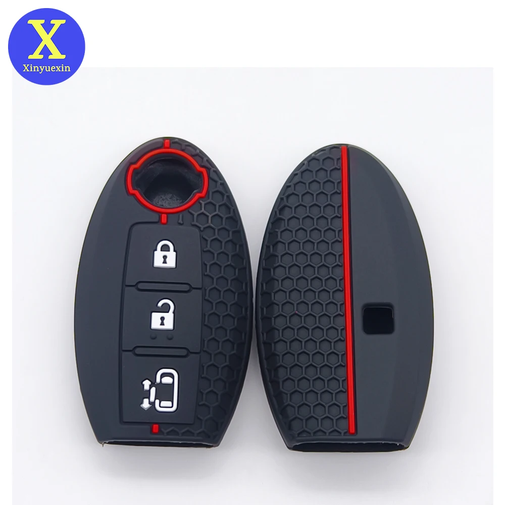 Силиконовый чехол для автомобильного ключа Xinyuexin для Nissan Serena C25 Elgrand, 3-кнопочный дистанционный смарт-брелок, 2 шт./лот