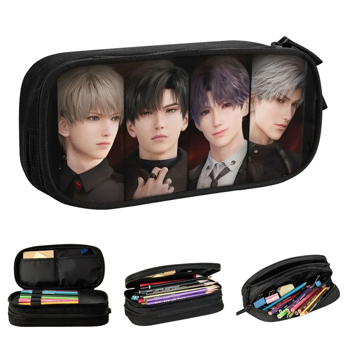 

Fun Love And Deepspace Pencil Case Game Pencilcases Pen Box for Student Large Storage Bags School Supplies Zipper Stationery