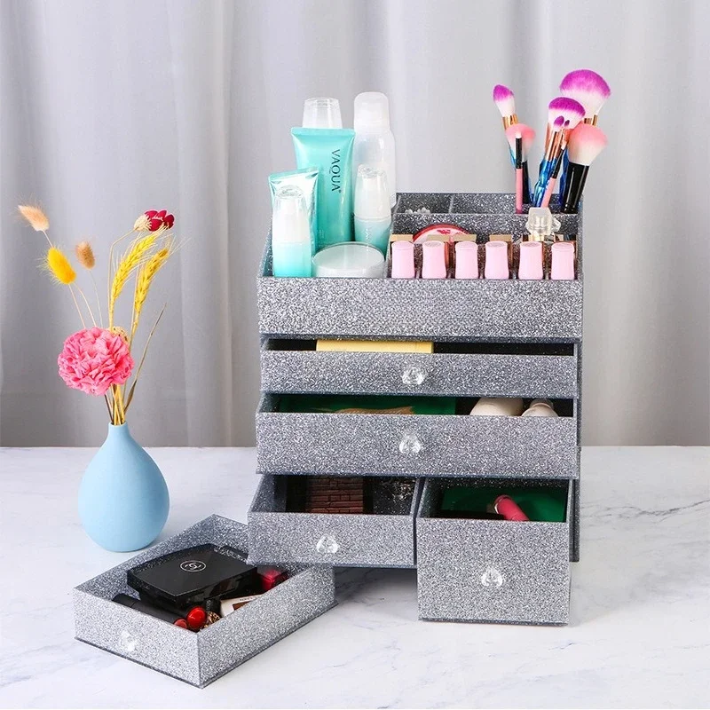 Acrylic multifunctional dustproof cosmetics storage box drawer type, plastic cosmetics desktop finishing rack