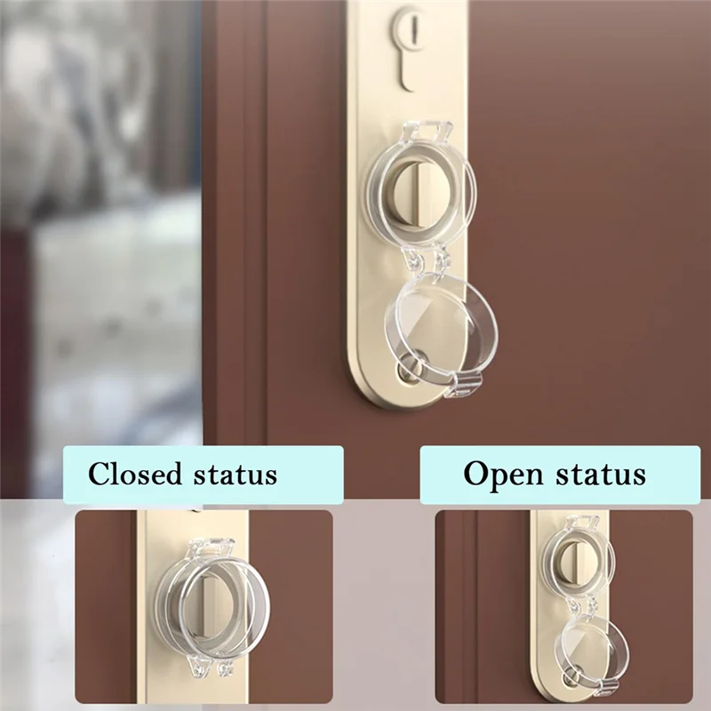 

ABSQ-Door Safety Deadbolt Lock, 2 Pack Deadbolt Child Safety Lock Cover, Child Proof Door Knob Cover Transparent