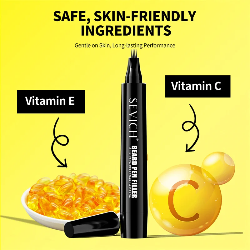 SEVICH عالية الجودة اللحية القلم مقاوم للماء أربعة الشق اللحية حشو قلم رصاص الرجال الشارب تلوين القلم الشعر الحاجب رمش ملء